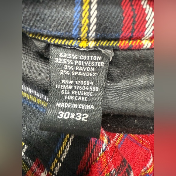 Hot Topic Denim Red & Black Double Plaid Suspender Stinger Jeans Size 30x32 - Picture 10 of 11